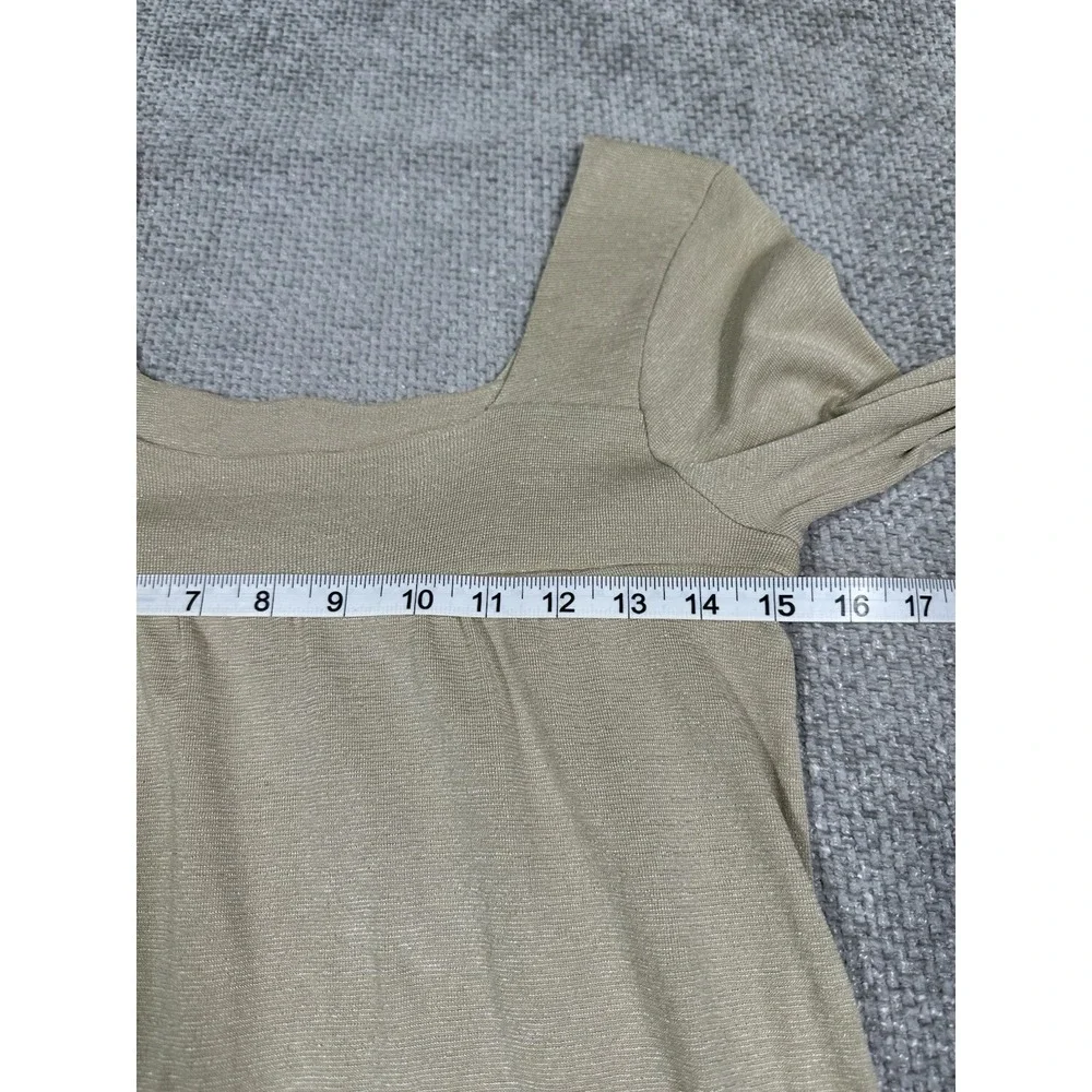 Michael Stars Top Womens OS Gold Square Neck Babydoll Tunic Shimmery Y2K - Picture 4 of 10